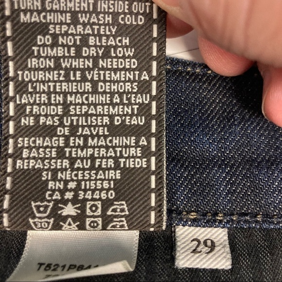 𝅺7 FOR ALL MANKIND Sz 29 Relaxed Distressed  Hem Button Fly Jeans - Picture 7 of 9